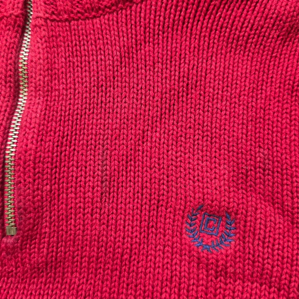 Chaps Quarter Zip Sweater Boys XL 20 Red 100% Cotton Preppy Pullover Logo Youth